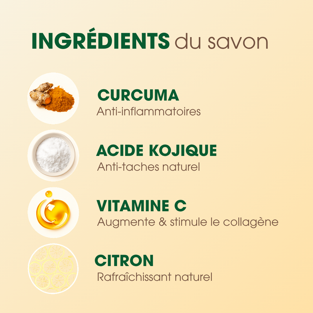 Savon Anti-Taches &amp; Hyperpigmentation Au Curcuma (+200g OFFRES)